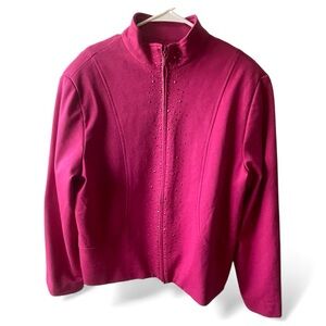 Alfred Dunner Women’s plus size 18 dark pink blazer with pink jewels! GUC! Cute!